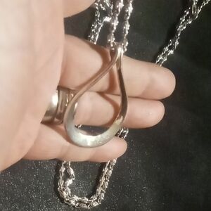 Chico's Long 30 + 2 Silver Teardrop Necklace.